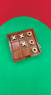 Hand-Carved Checkers and Tic Tac Toe Two Games in One Set