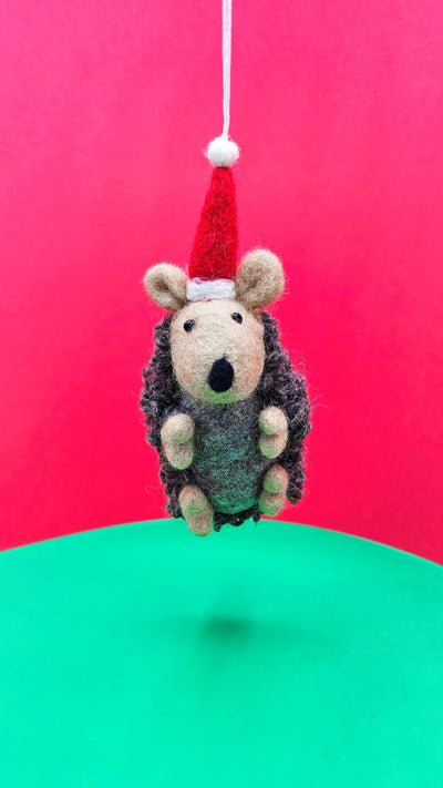 Hedgehog Santa Hat Ornament