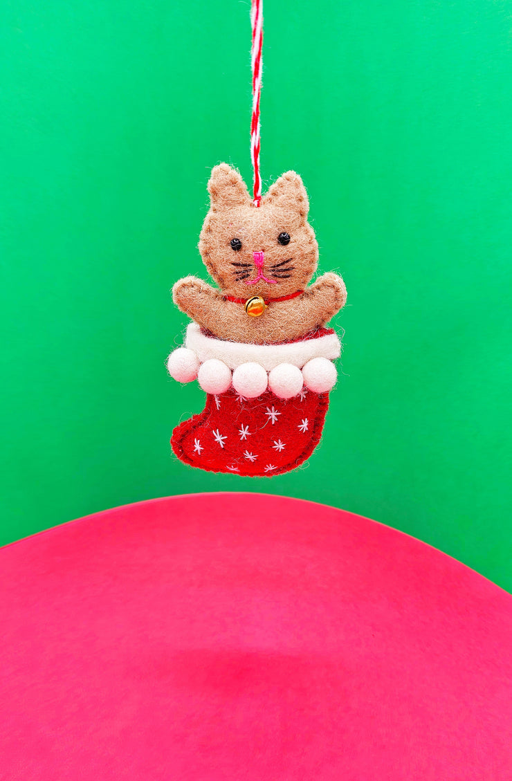 Kitty in Stocking Ornament