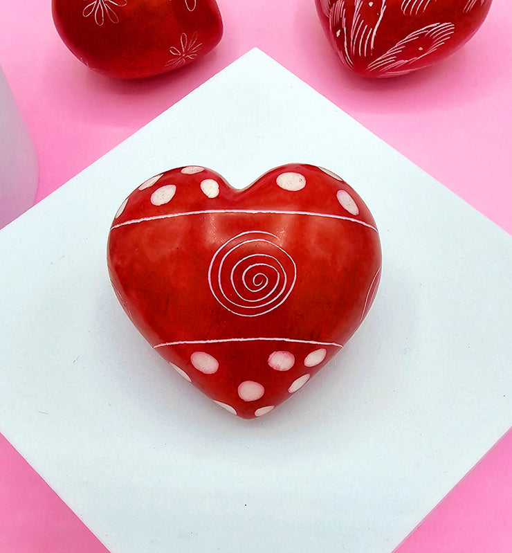 Soapstone Large Heart Swirls and Dots