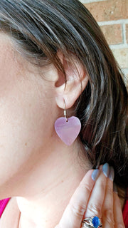 Mauve Heart Mother-of-Pearl Earrings