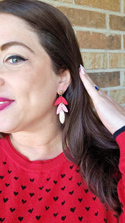 Pink Flower Dangle Earrings