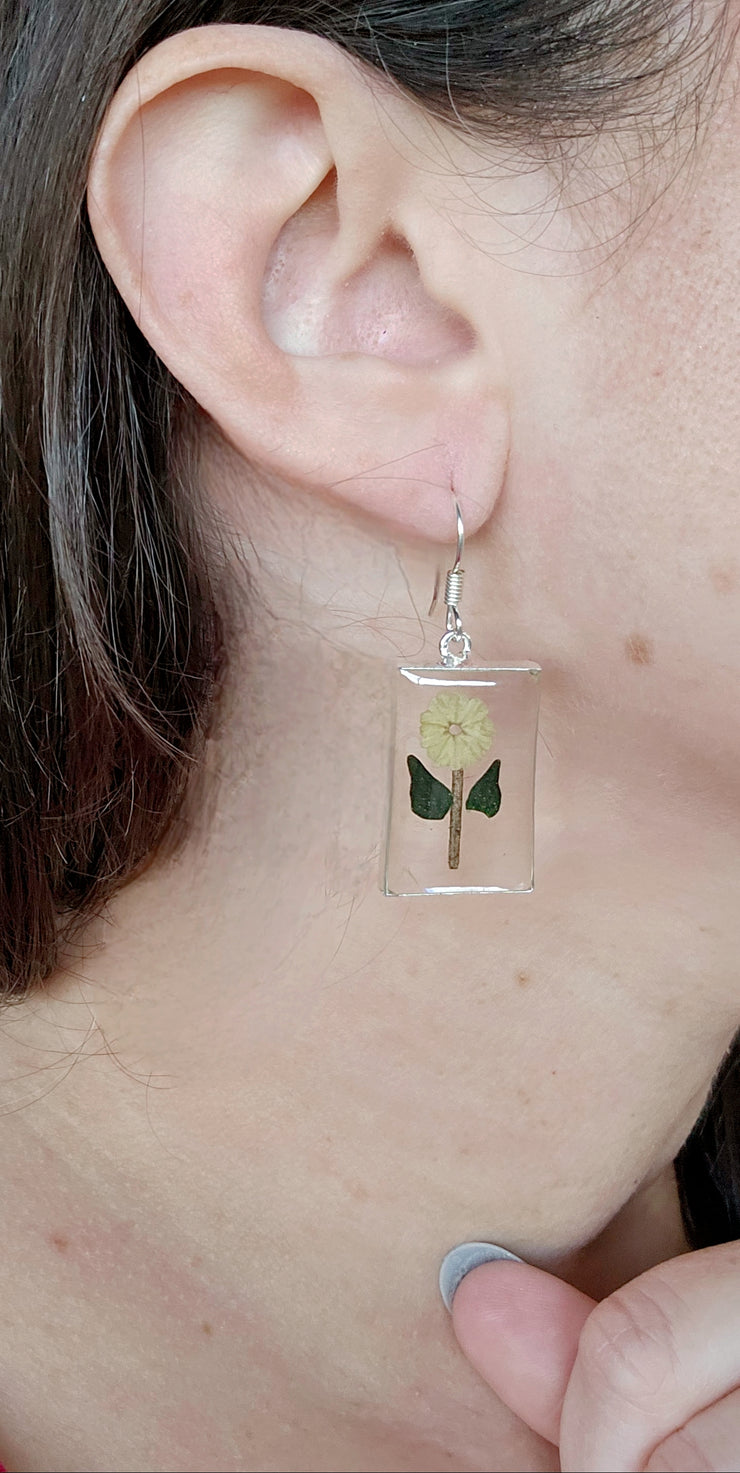 Yellow Pressed Flower Earrings