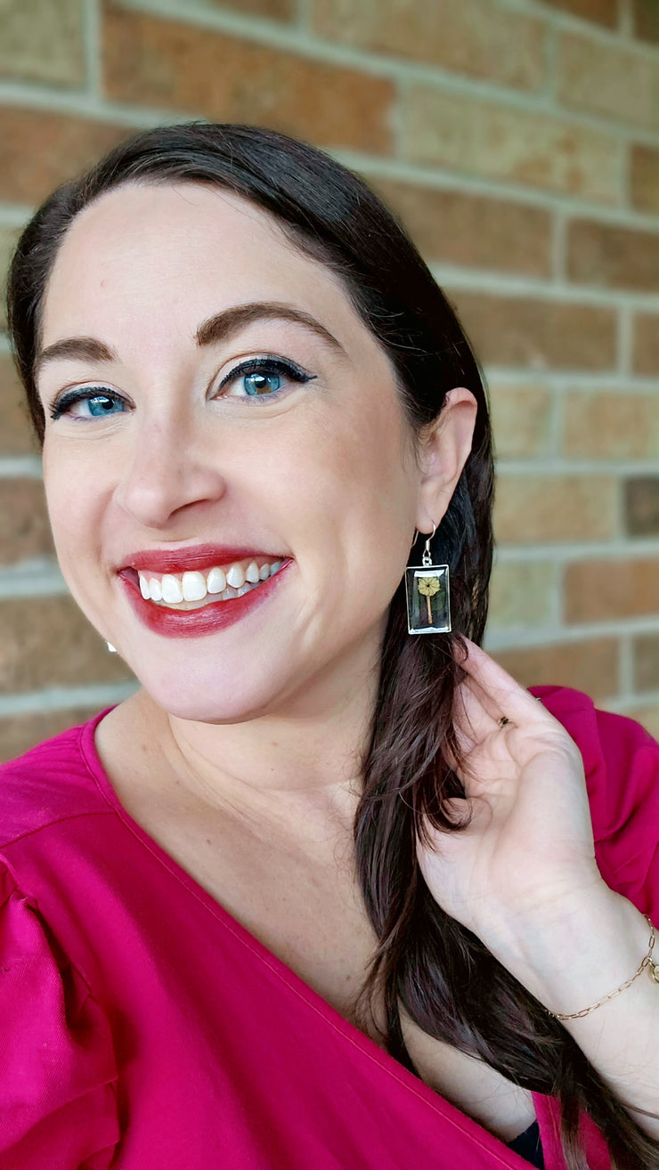 Yellow Pressed Flower Earrings