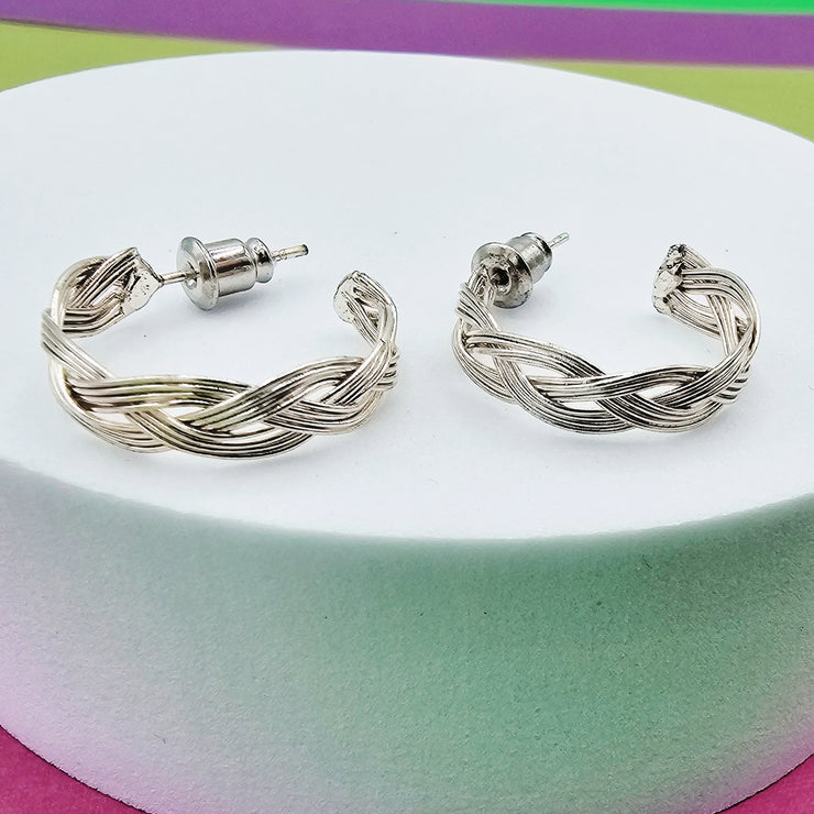 Shani Braided Hoops Silver