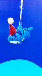 Shark Santa Hat Ornament