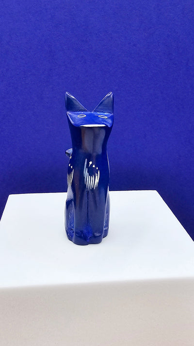 Soapstone Cat Dark Blue