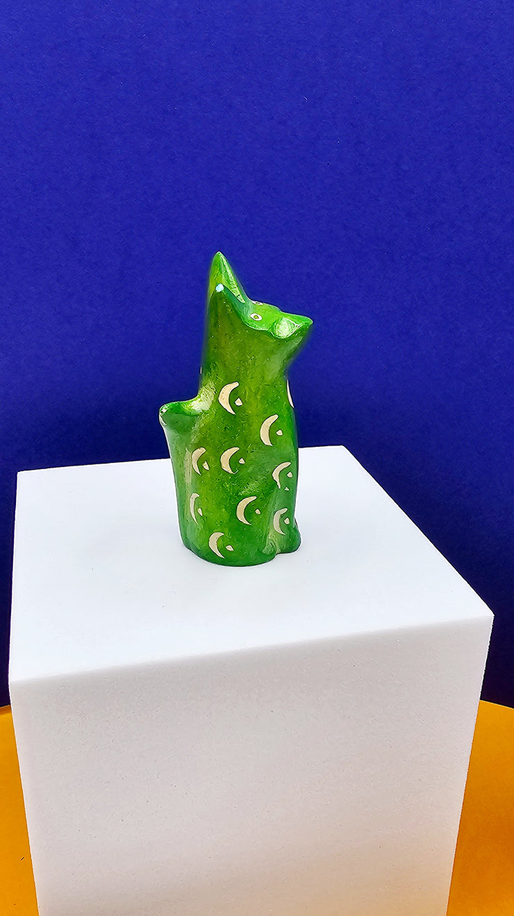 Soapstone Cat Green