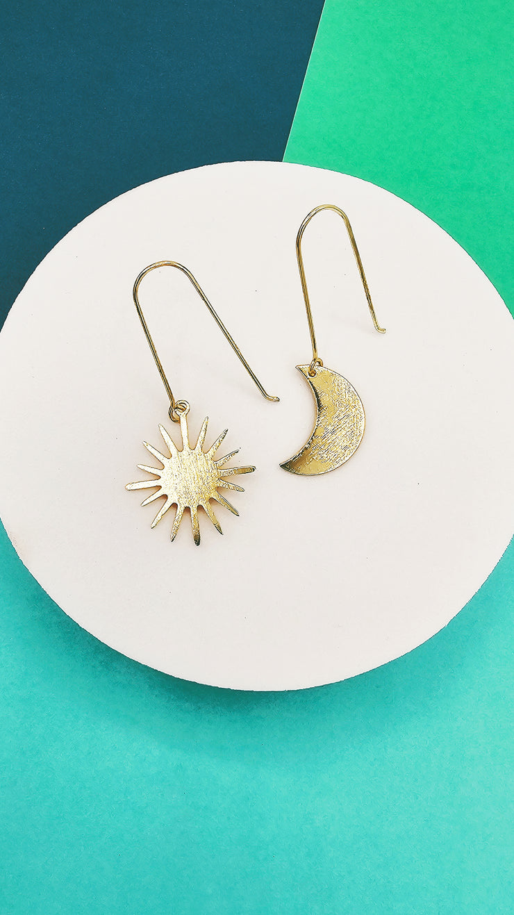 Sun and Moon Dangle Earrings